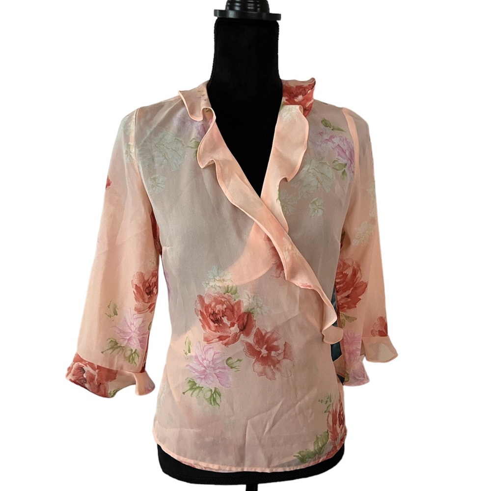 WOMEN’S FLORAL PRINT WRAP SHIRT